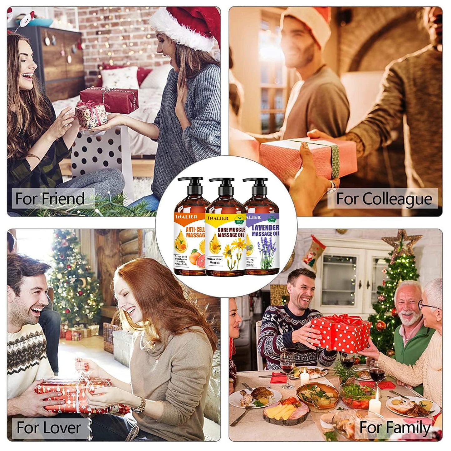 Massage Oils for Massage Therapy,Massage Kit Gifts for Women Men with Arnica, Lavender,Spa Gifts,3 Pack Cellulite,Sore Muscle & Lavender Massage Oils with Massage Ball