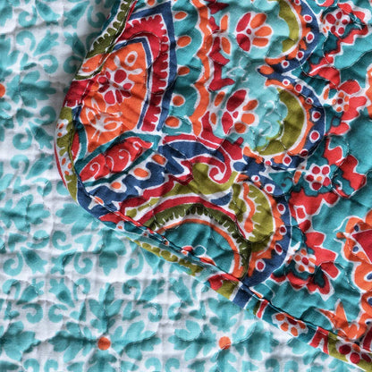 NEWLAKE Quilted Throw Blanket for Bed Couch Sofa, European Gorgeous Floral, 60X78 Inch