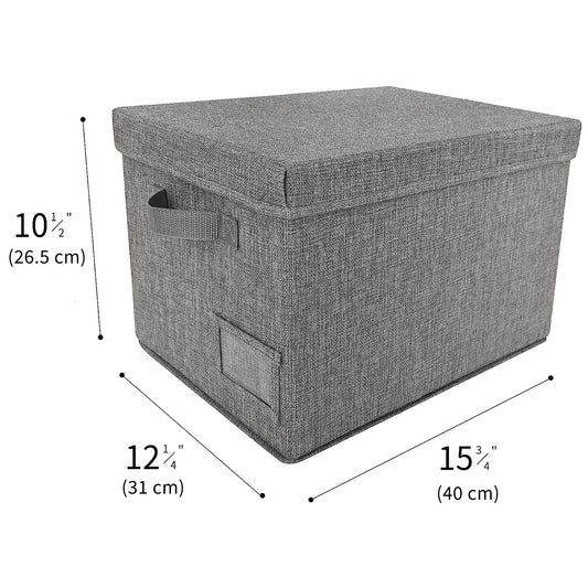 GRANNY SAYS Storage Bins with Lids, Linen Closet Organizers and Storage Baskets for Shelves, Storage Containers for Closet Organization, Large Bins for Storage, Dark Gray, 3-Pack