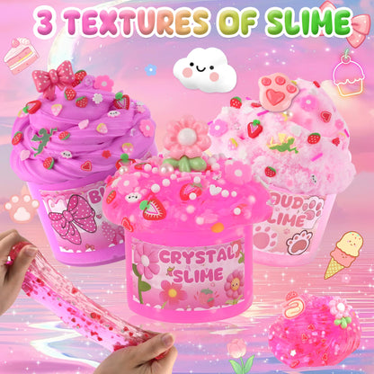 6 Pack Slimes, Pink Slime Kids, Cloud Slime kit for Girls Ages 8-12, Toys for Girls and Boys, for Kids Slime Set Party kit Goodie Bag Stuffers, 4 5 6 7 8 9 10 Year Old Girl Birthday Gift Cute Stuff