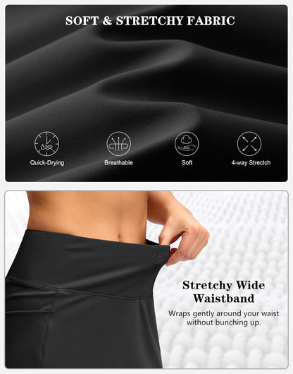 G Gradual Women's Golf Skirts Skort 4 Side Pockets High Waisted Stretchy Tennis Skirt with Short Athletic Casual (Black, M)