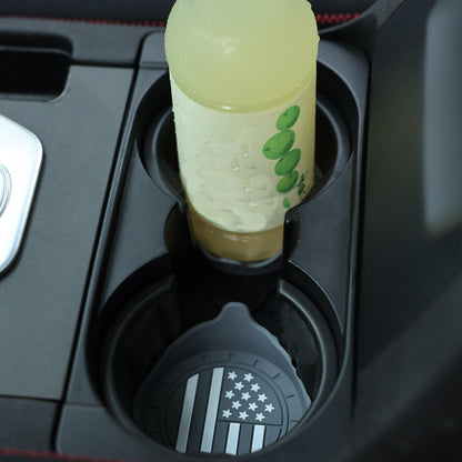 Amooca Car Cup Coaster Universal Non-Slip Silicone Cup Holder Insert Car Interior Accessories for Drink American Flag US Flag 4 Pack Grey