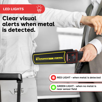 Pyle Handheld Metal Detector Security Wand - Portable Battery Operated Super Security Scanner w/ Adjustable Sensitivity, Sound Vibration Alerts, Detects Weapons, Knives and Other Metal Objects