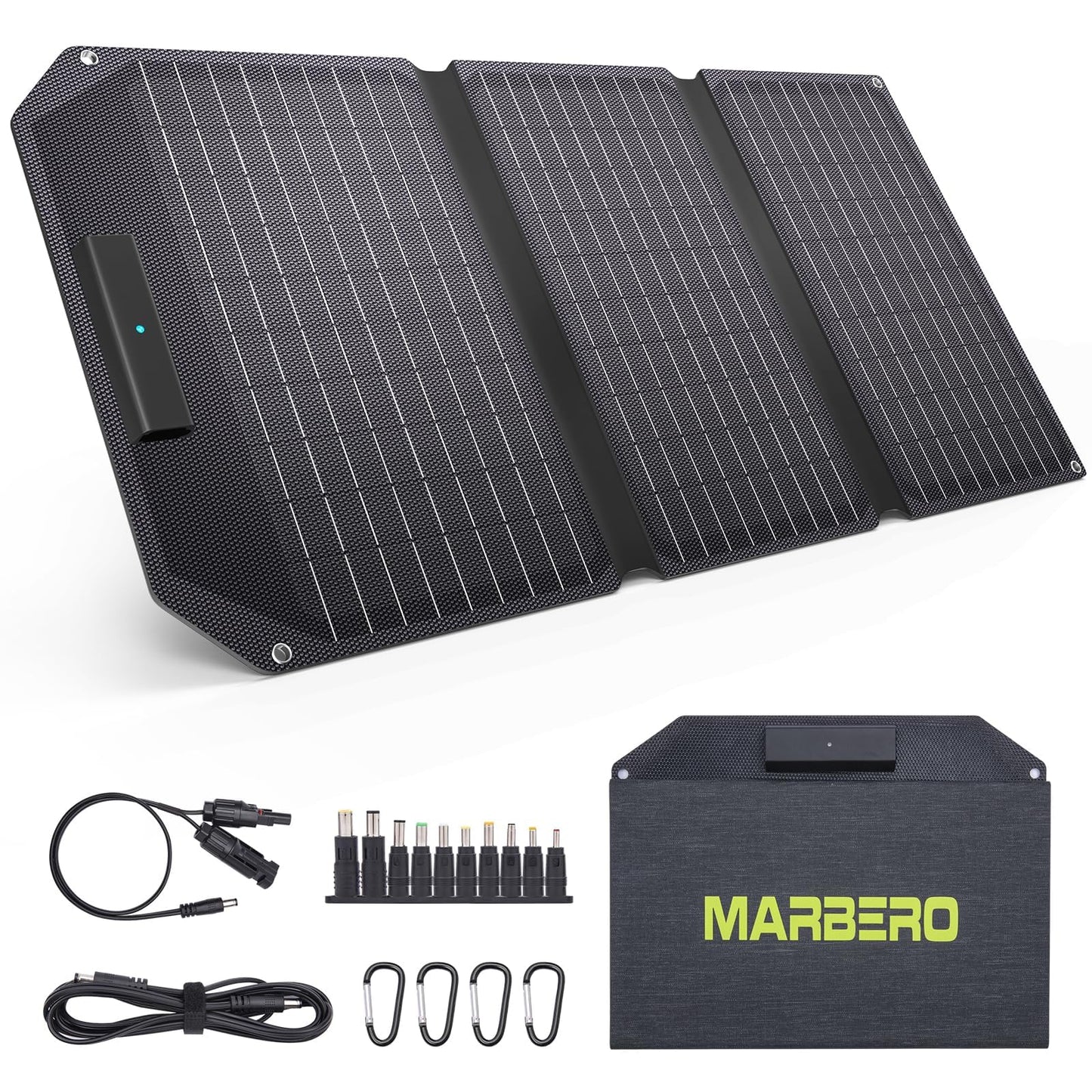MARBERO 30W Solar Charger >23% High Efficiency Foldable Portable Solar Panel for Power Station Phones Tablets 2 USB Ports & DC Fast Charging IP65 Waterproof for Camping Outdoor Backpacking Cloudy