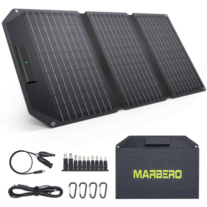 MARBERO 30W Solar Charger >23% High Efficiency Foldable Portable Solar Panel for Power Station Phones Tablets 2 USB Ports & DC Fast Charging IP65 Waterproof for Camping Outdoor Backpacking Cloudy