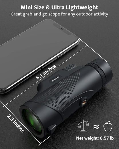 Monocular Telescope, 10x42 Monoculars for Adults, Usogood Compact Portable Waterproof Monocular with Hand Strap, Lightweight Handheld Pocket Telescope for Bird Watching