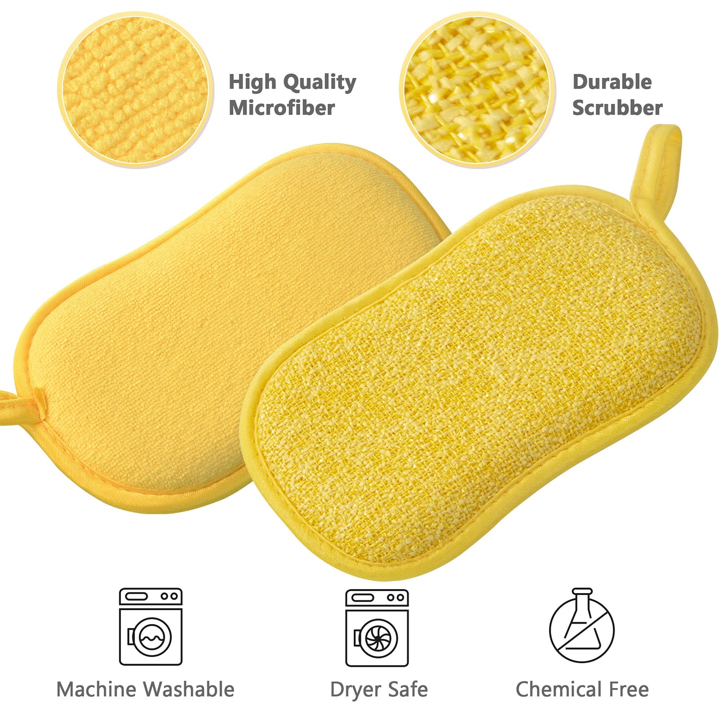Multipurpose Kitchen Scrub Sponges, Heavy Duty Cleaning Non-Scratch Scrub Sponge, Reusable Microfiber Sponge for Household Cleaning, Random Colors (Multicolour)