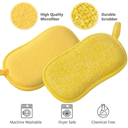 Multipurpose Kitchen Scrub Sponges, Heavy Duty Cleaning Non-Scratch Scrub Sponge, Reusable Microfiber Sponge for Household Cleaning, Random Colors (Multicolour)