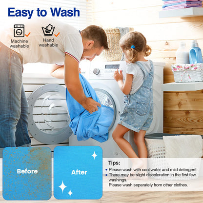 Rhino Valley Beach Tent, 10 x 10 FT Beach Shade UPF50+ Protection, Beach Canopy with 8 Sandbags 4 Stability Poles, Outdoor Beach Tent Sun Shelter Umbrella for Sand,Camping,Fishing Essentials, Sky Blue