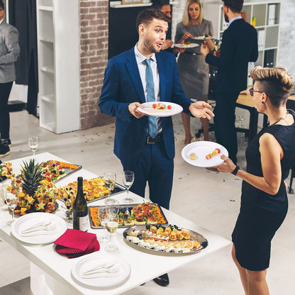 Gezond Compostable Paper Plates 250pcs Disposable Plates Heavy-Duty Paper Plates Biodegradable White Plates for Party Sugarcane Plates Cornstarch Forks Knives Spoons for 50 Guests