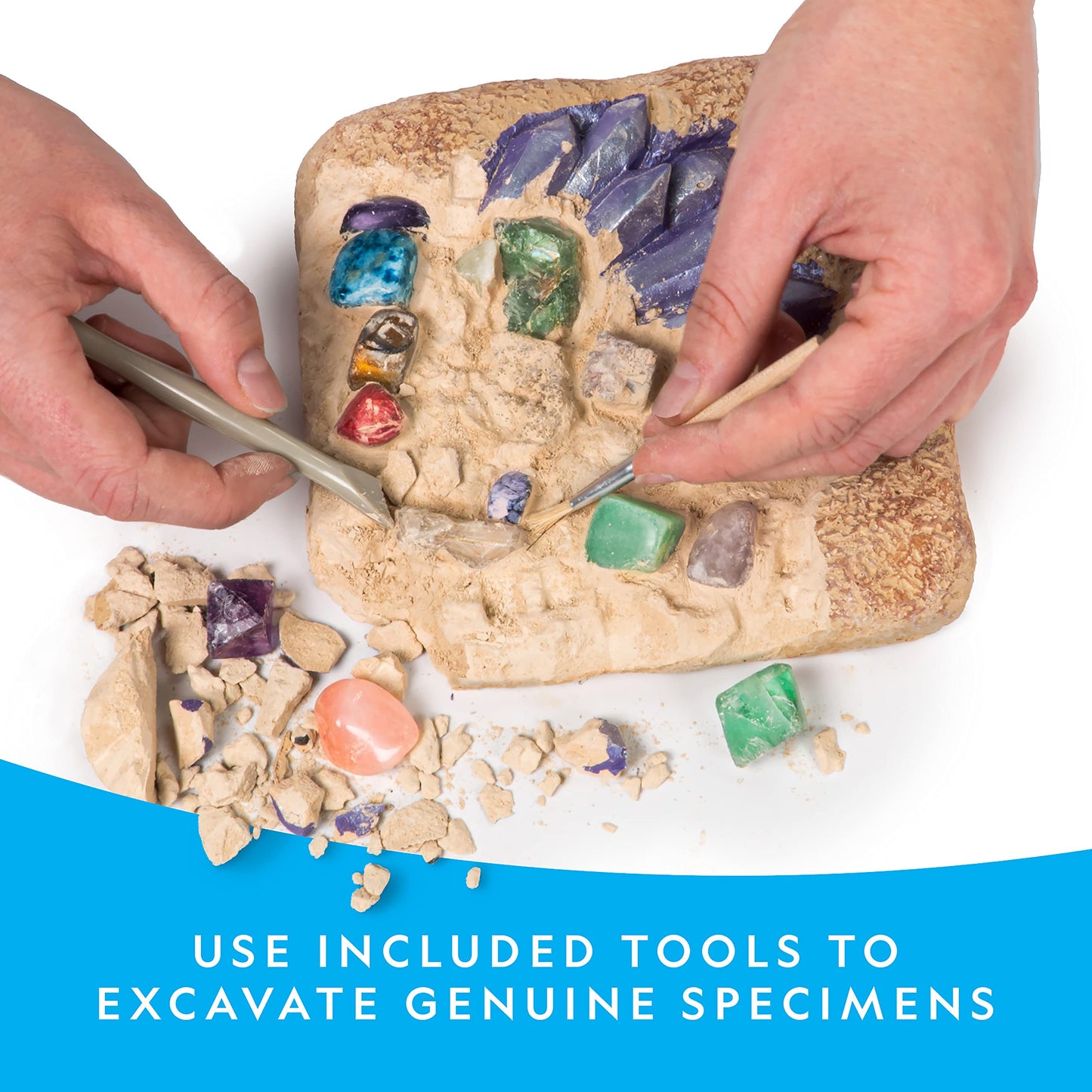 NATIONAL GEOGRAPHIC Mega Gemstone Dig Kit – Dig Up 15 Real Gemstones and Crystals, Science Kit for Kids, Gem Digging Kit, Gift for Girls and Boys, Mining Kit, Rock Collection