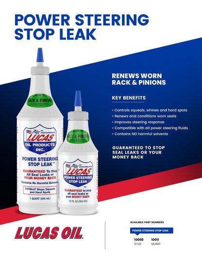 Lucas Oil 10008 Power Steering Stop Leak - 12 Ounce