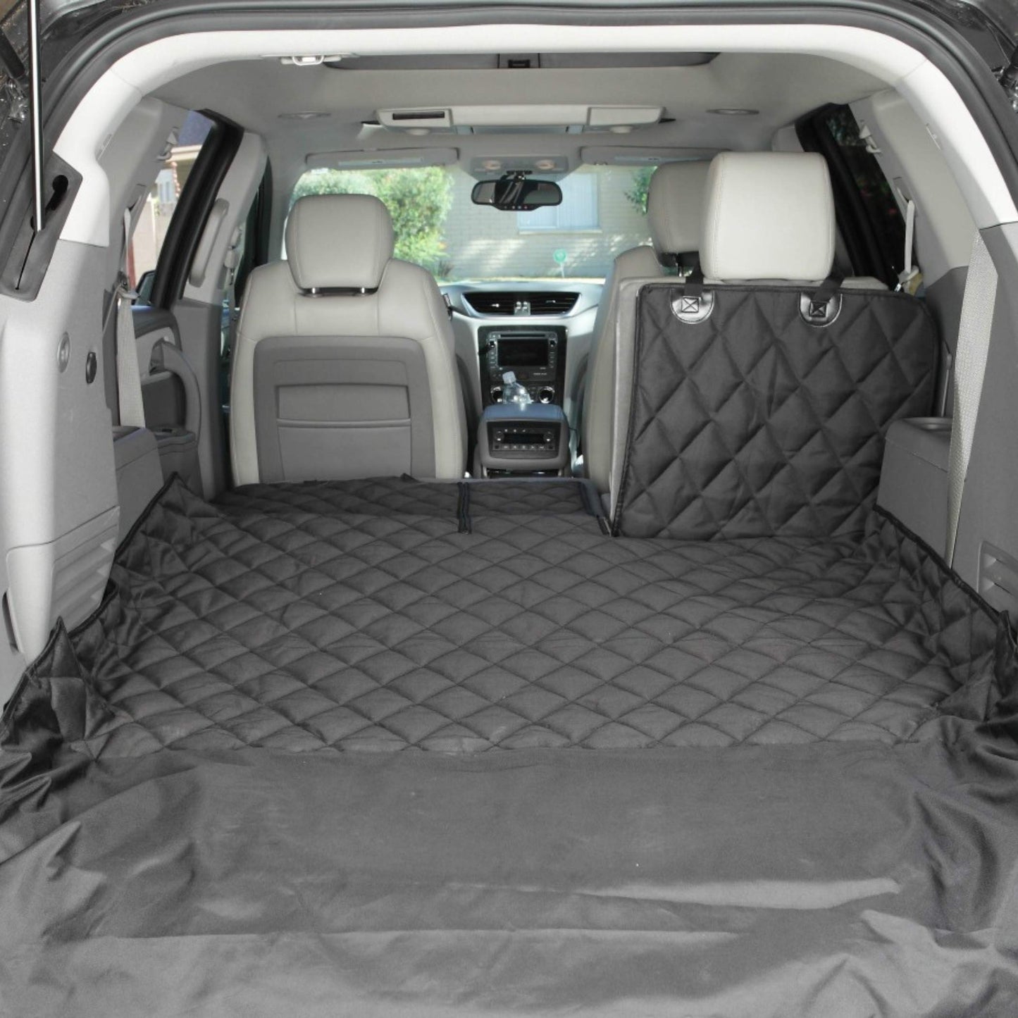 4Knines SUV Cargo Liner for Dogs, Trunk Mat for SUV, Durable Cargo Cover, Protector – Compatible with 60/40 Split Bench & Armrest Pass-Through, Waterproof, Machine Washable, Non-Slip (Large, Black)