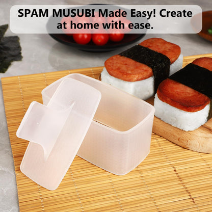 Musubi Mold Kit Musubi Maker Press 2 Pack with Luncheon Meat Slicer and Rice Paddle - Create Authentic Hawaiian Musubi at Home Non-Stick, The Musubi Mold is Used in Hawaii Restaurants