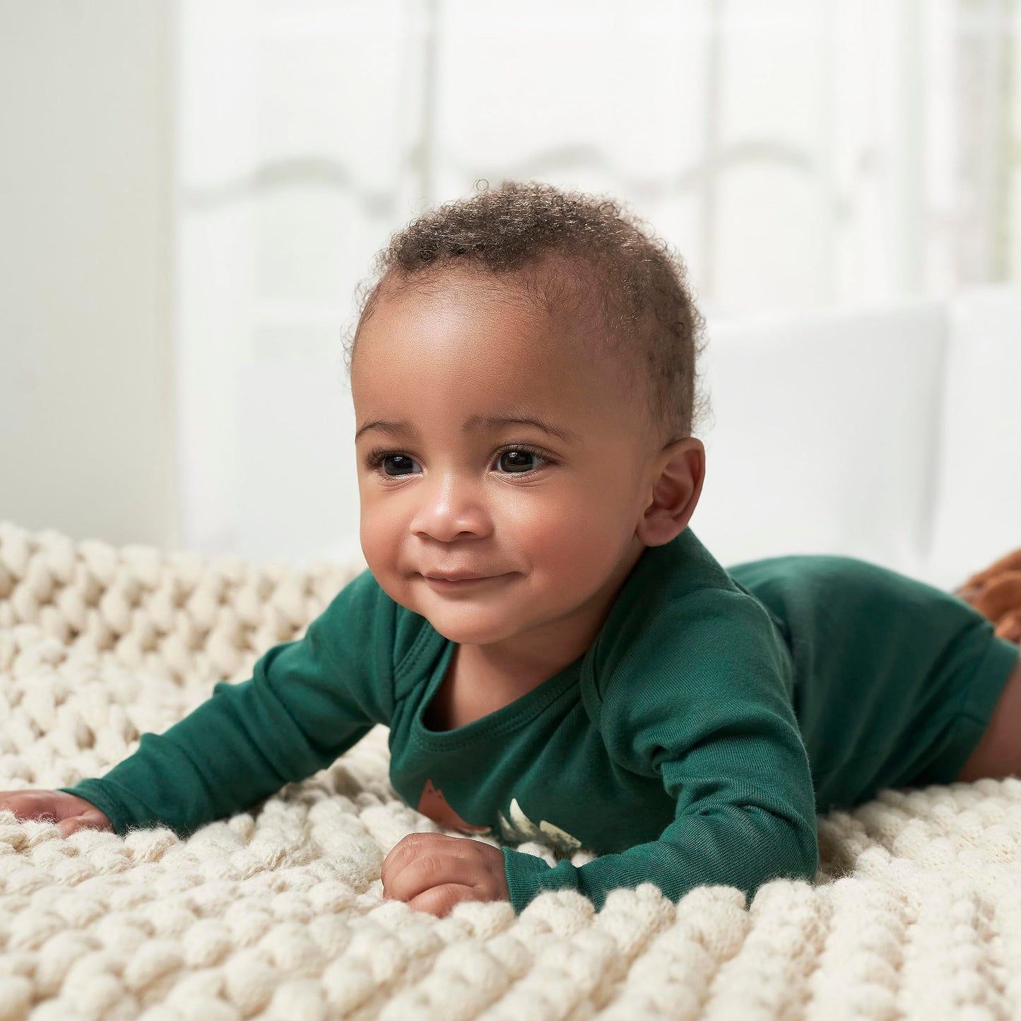 Gerber Baby Boys' 6-Pack Long-Sleeve Onesies Bodysuit, Green Fox