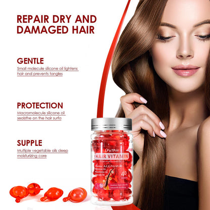 LFuTPm Hair Treatment Serum, 40 Capsules Hair Vitamins A, C, E, B5 - with Argan Macadamia & Avocado Oil for Damaged Hair Repair, Frizz Control, Healthy Hair Treatment for Women & Men