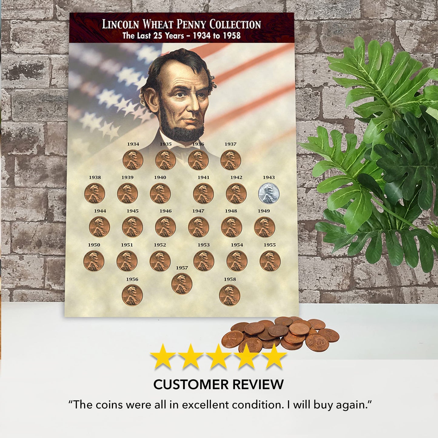 Lincoln Wheat Penny Collectors Coin Set 1934–1958 (25 Coins) with 1943 WWII Steel Strike Penny Pack – The Last 25 Years Collection by American Coin Treasures