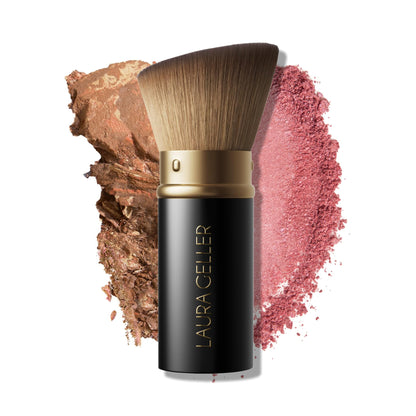 LAURA GELLER NEW YORK Retractable Black Kabuki Brush for Liquid, Cream and Powder Face Makeup With Aluminum Handle