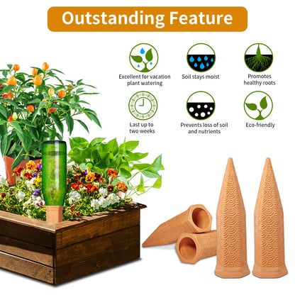 Plant Watering Spikes 12 Pack,Terracotta Plant Watering Spikes Wine Bottle Automatic Plant Waterer for Watering Indoor and Outdoor Plants While on Vacation - Plant Perfect Self-Watering Device