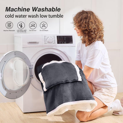 JOYWOO Wearable Blanket Hoodie, Birthday Gifts for Women Men Mom, Oversized Hooded Blanket for Adult, Cozy Fuzzy Sherpa Sweatshirt Blanket with Giant Pocket and Winter Gifts, Grey