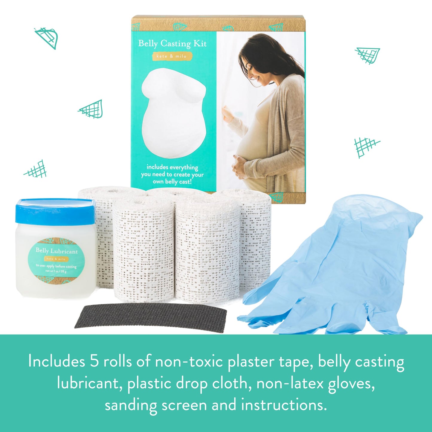 Kate & Milo Belly Casting Kit, Pregnancy Keepsake Making Kit, Easy DIY Plaster Cast Baby Bump Keepsake, Perfect For Expecting Moms and Ideal Nursery Decor