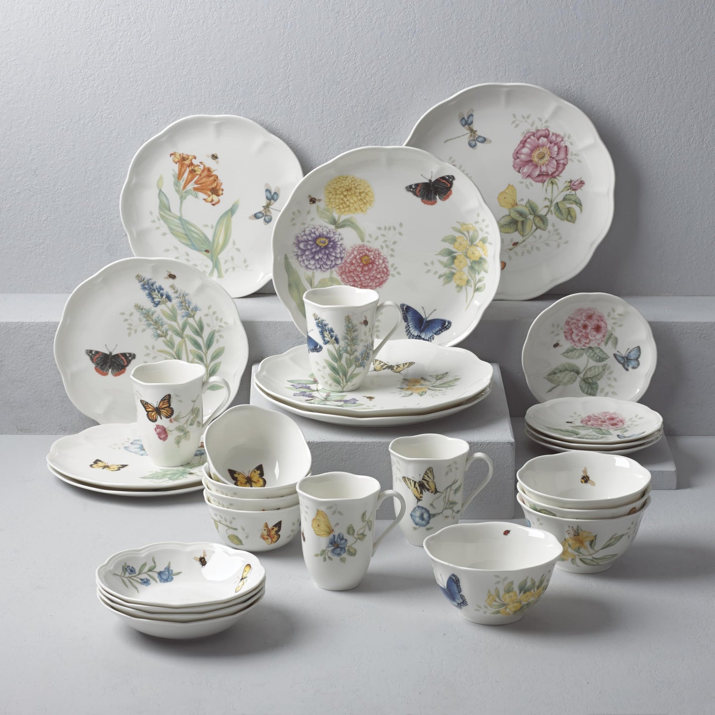 Lenox 865075 Butterfly Meadow 28-Piece Dinnerware Set, White