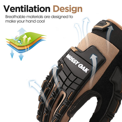 Mossy Oak Men's Touchscreen Motorcycle Gloves - Tactical, Airsoft, Cycling & Hiking Gloves with Rubber Guard