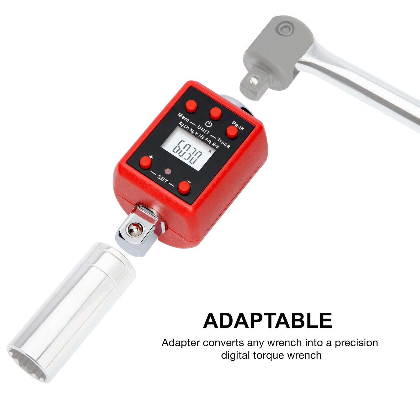 NEIKO 20741A 1/2” Digital Torque Adapter, 29.5-147.5 Ft-Lb, 1/2” Drive Digital Torque Wrench Converter/Torque Wrench Adapter, Alert Signals Torque Setting, Calibrate Digital & Analog Torque Wrench