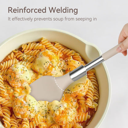 NCUE Kitchen Utensils Set, 28 Pcs Silicone Cooking Utensils Set with Holder, Spatula Set, Silicone Whisk, Scissors, Measuring Cups and Spoons Set with Stainless Steel Handle Kitchen Gadgets (Khaki)