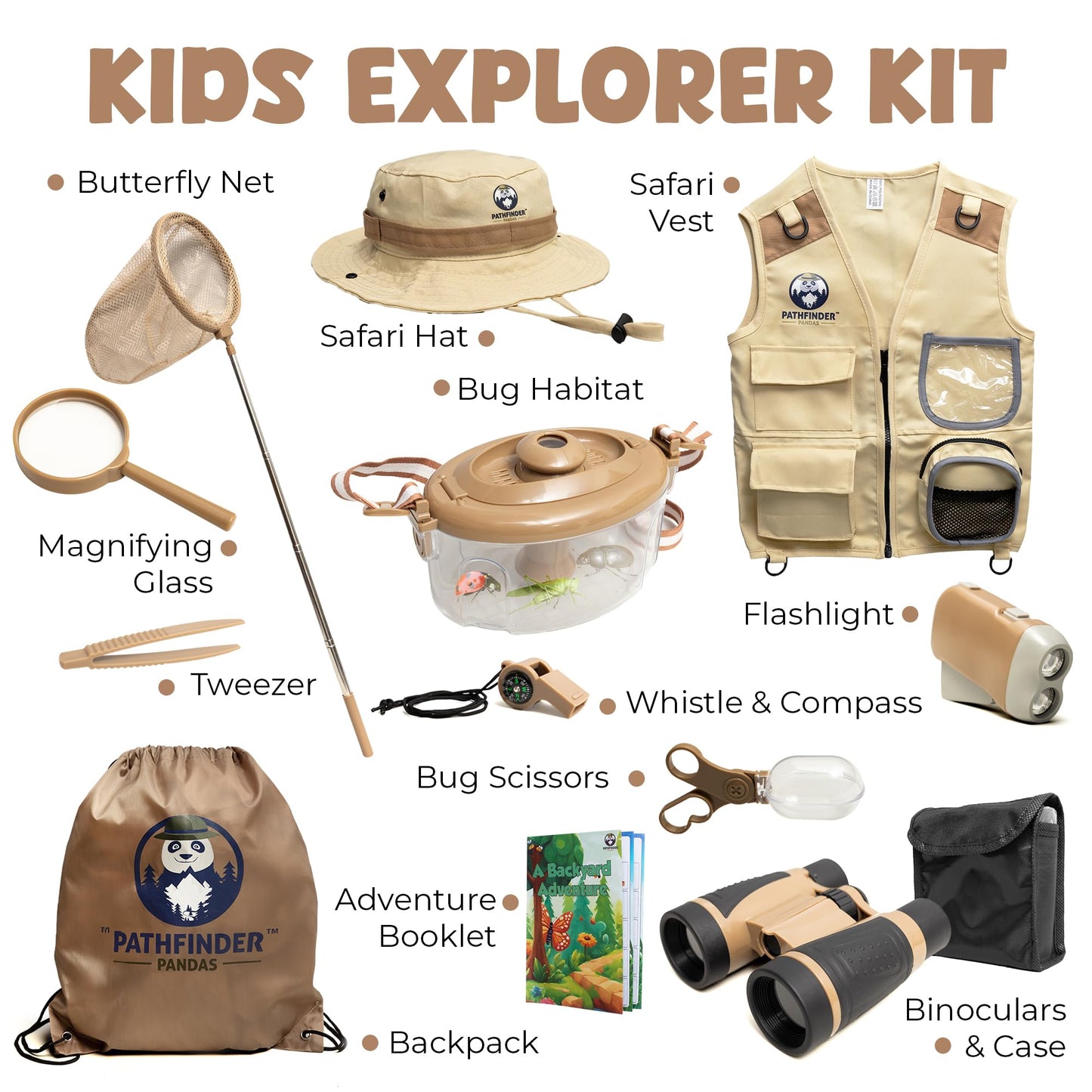 Kids Bug Catching Kit - Complete Explorer Kit with Safari Vest, Hat & More - Cute Dress-Up Safari Costume, or Zoo Keeper - Outdoor Explorer Set & Bug Toys for 3-7 Year Old Boys Girls + Adventure Book