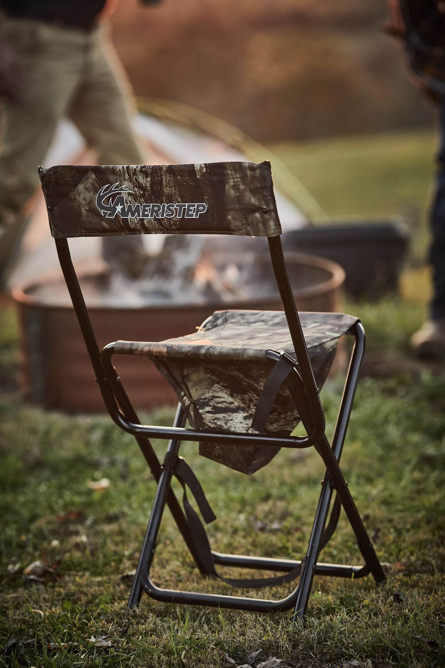 AMERISTEP Hunting Foldable Design Portable Lightweight High-Back Blind Chair with Backrest, Mossy Oak Break-up Country