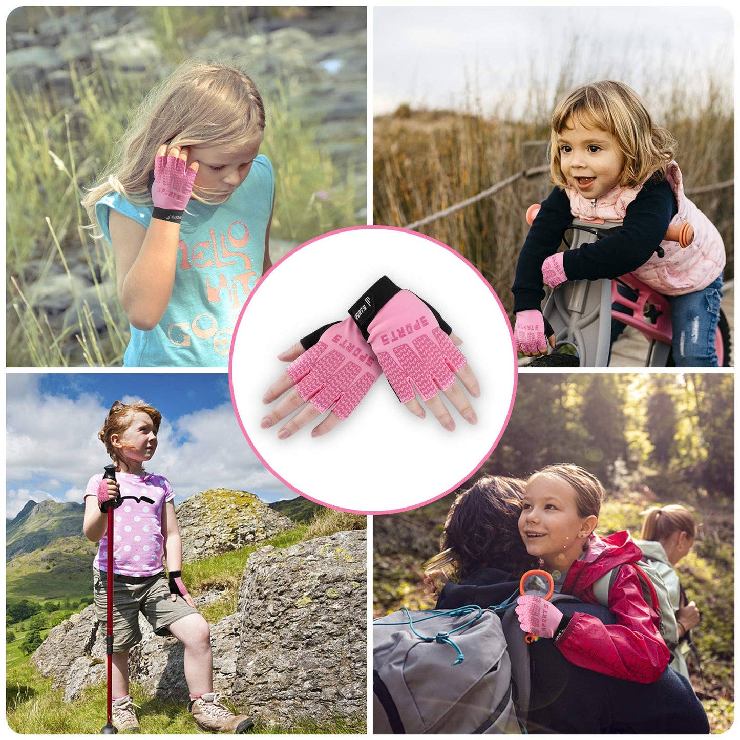 Accmor Kids Sport Half Finger Gloves for Boys Girls - Cycling, Camping, Fishing, Outdoor Sports