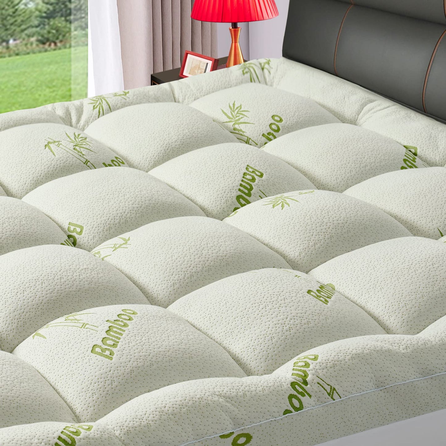 Premium Viscose Made from Bamboo Twin XL Size Mattress Topper for Back Pain, 1200 GSM Quilted Fitted Extra Thick Mattress Pad,Pillow Top Mattress Cover with Deep Pocket Up to 21 Inches（39 * 80inch）