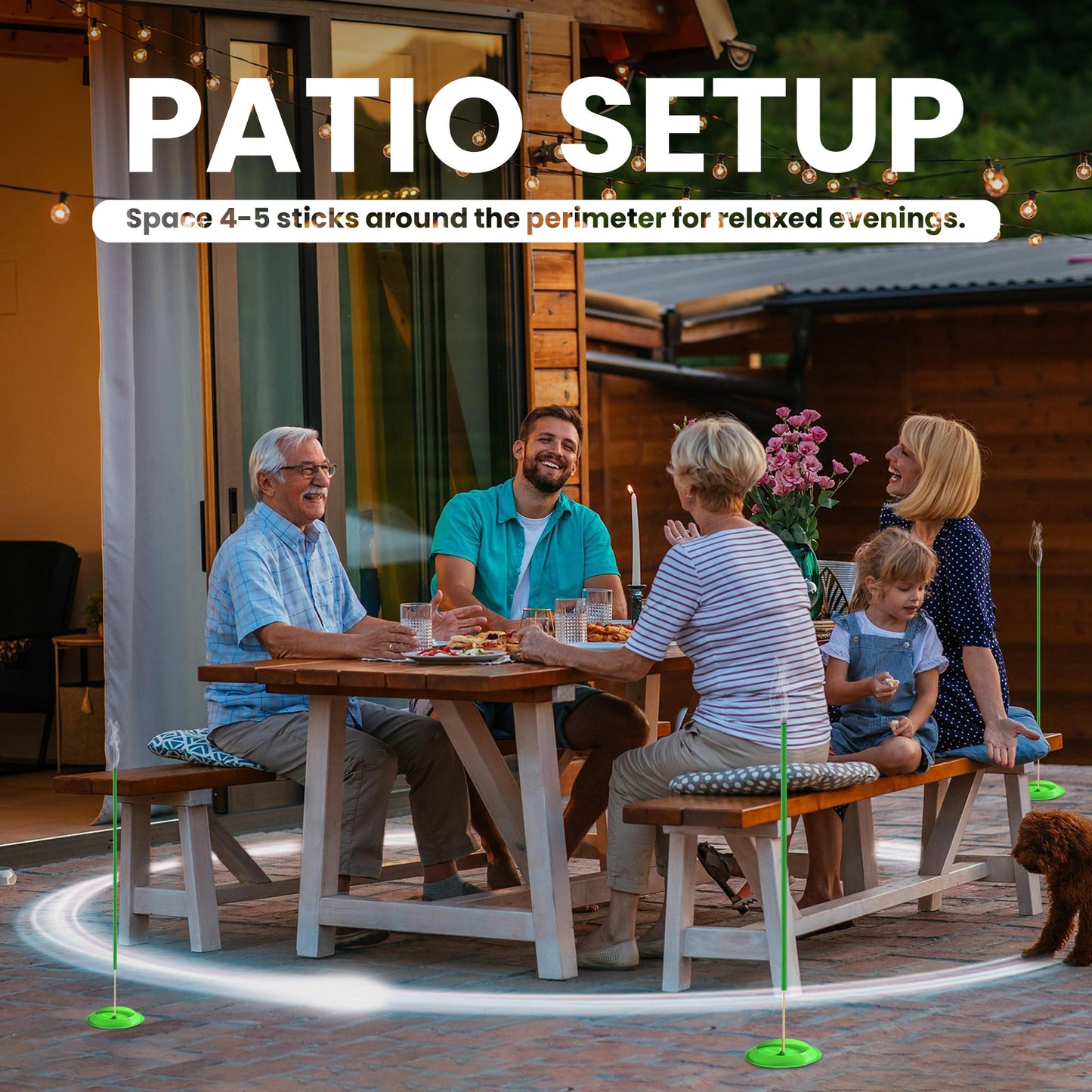 Mosquito Repellent Outdoor Patio (120 PCS) - Natural, DEET-Free Incense Sticks with Rosemary, Lemongrass & Citronella - Camping Essentials, Hiking, Yard