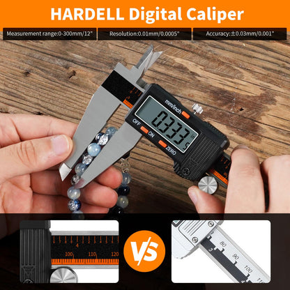 HARDELL Digital Caliper 12 Inch, Stainless Steel Caliper Measuring Tool with Large LCD Screen, Auto-Off Feature, Inch/Millimeter, Electronic Vernier Caliper for DIY, Jewelry, Parts, 3D Printing
