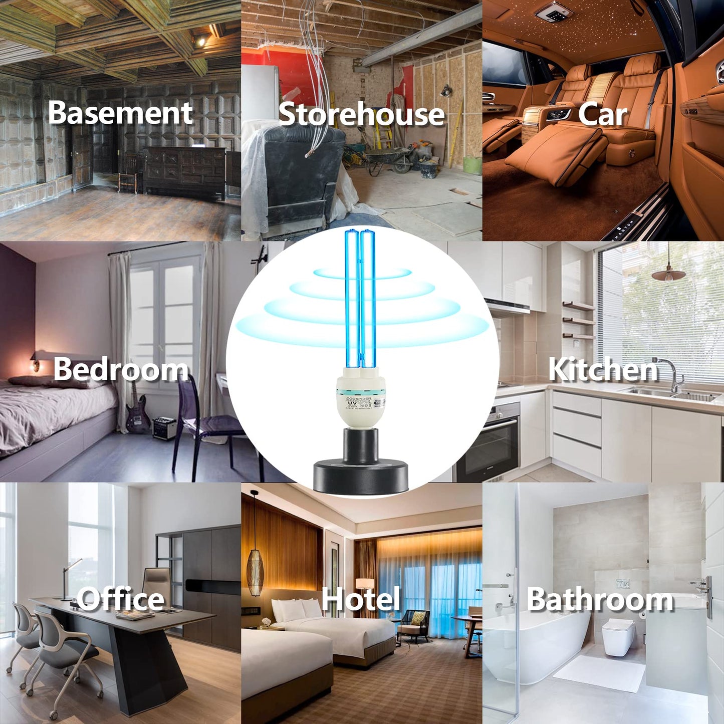 36Watts UV Sanitizer Lamp with Remote Control Powerful Ozone UVC Light with E26 Base for Basement/Bedroom/Kitchen/Office/Storehouse/Car, 3-Gear Timer 110V with Ozone-– Perfect Father's Day Gifts