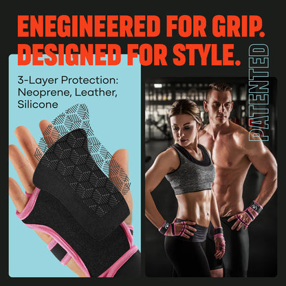 MAVA Open Gym Gloves for Women & Men | Padded Weight Lifting with Wrist Support for Comfort, Protection | Strong-Grip Fingerless Workout | Multi-Use, Anti-Sweat Gym Accessories (Pink S)