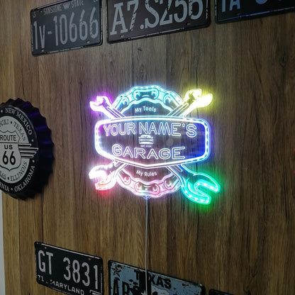 ADVPRO Personalized Your Name Garage Man Cave RGB Dynamic Glam LED Sign - Cut-to-Edge Shape - Smart 3D Decoration - Multicolor Signage st06s64-fnd-pp1-tm-c