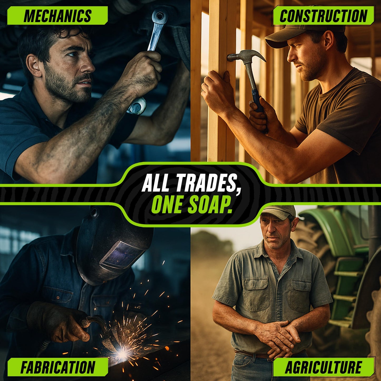 Grip Clean - Hand Cleaner for Mechanics – Heavy-Duty Mechanic Soap, Liquid Hand Soap with Natural Pumice & Clay to Absorb Tough Grease, Oil & Dirt – Moisturizing Coconut Oil, Lime Scent (8oz)