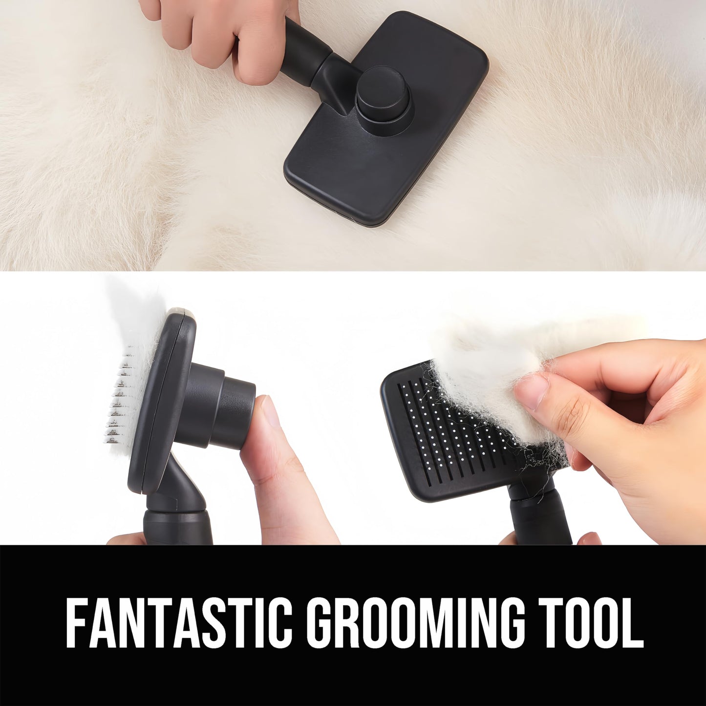 OEFEO Self Cleaning Slicker Brush for Dogs& Cats, Skin Friendly Grooming Brush for Shedding Long&Short Haired Dogs& Cats, Deshedding Pet Supplies Accessories,Black