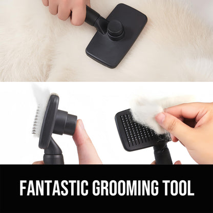 OEFEO Self Cleaning Slicker Brush for Dogs& Cats, Skin Friendly Grooming Brush for Shedding Long&Short Haired Dogs& Cats, Deshedding Pet Supplies Accessories,Black
