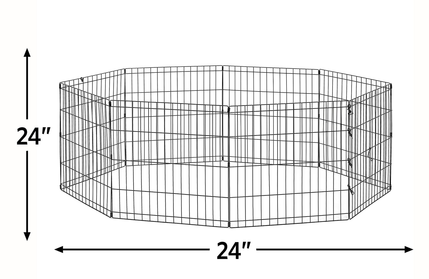 New World Folding Metal Puppy/Dog Exercise Pen, Indoor/Outdoor Playpen with No Door, Provides 16 Sq Feet of Play Space, 24-Inches Tall, Black E-Coated