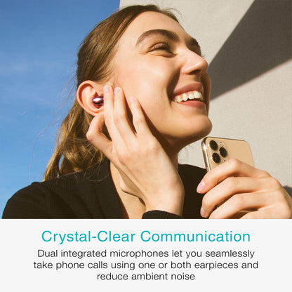 MEE audio Pebbles True Wireless Earbuds - Bluetooth 5.3 Low Profile in Ear Lightweight Headphones with Headset Microphone & Call Noise Reduction for Gym/Workouts/Sports and Gaming, Rose Gold