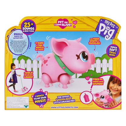 Little Live Pets My Pet Piggly The Toy Pig, Interactive Walking Pig Toy with 25+ Sounds and Detachable Leash, Pigs Toys for Kids of Ages 5+