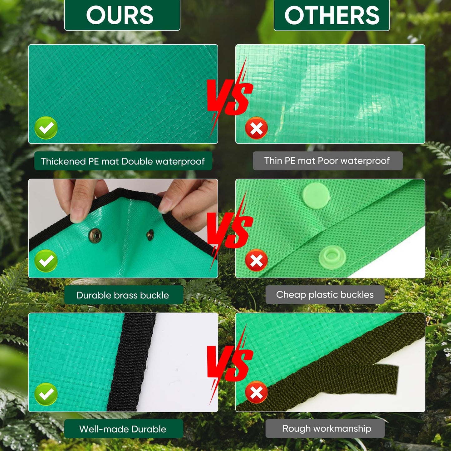 HKZ Repotting Mat for Indoor Plant - 26'' x 26'' Planting Mat Soil Mess Control, Portable Succulent Planting Potting Tray Waterproof Gardening Transplanting Bonsai Tools(Pale Green)