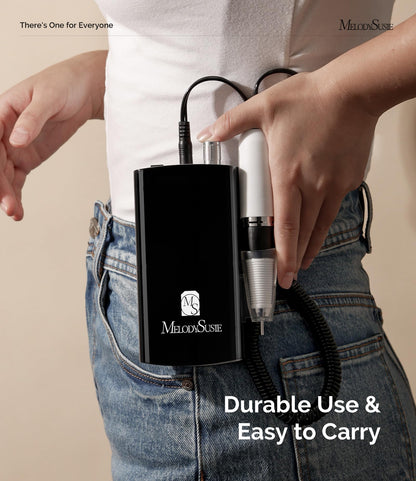 MelodySusie Professional Nail Drill, 30000 RPM Rechargeable Portable Nail Drills, Cordless Electric Nail File Machine with Bits Kit and 106 Sanding Bands, SC300I Black