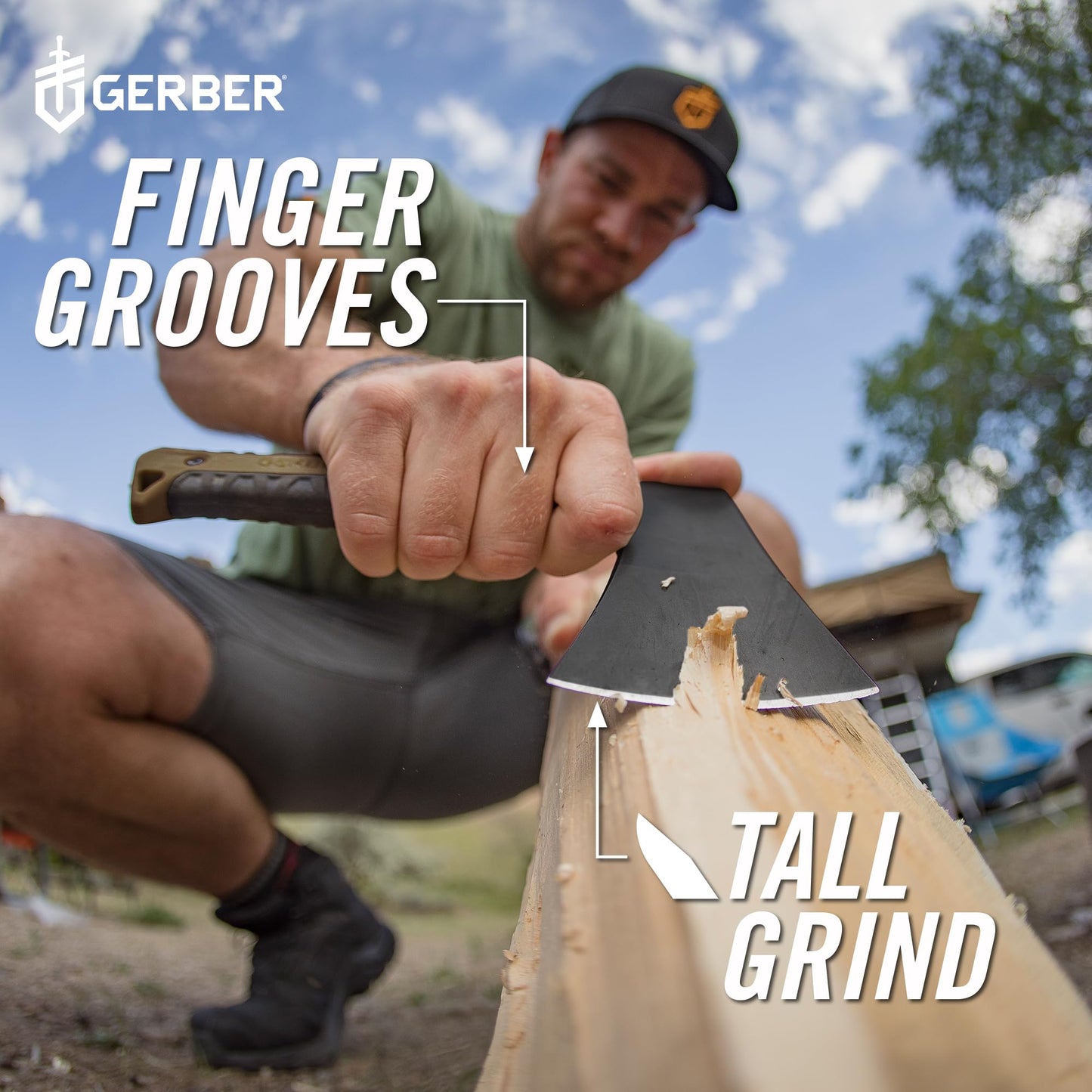 Gerber Gear Pack Hatchet - 3.5" Steel Blade Axe with Full Tang - Survival, Bushcraft and Camping Gear - with Mountable Nylon Sheath, Brown