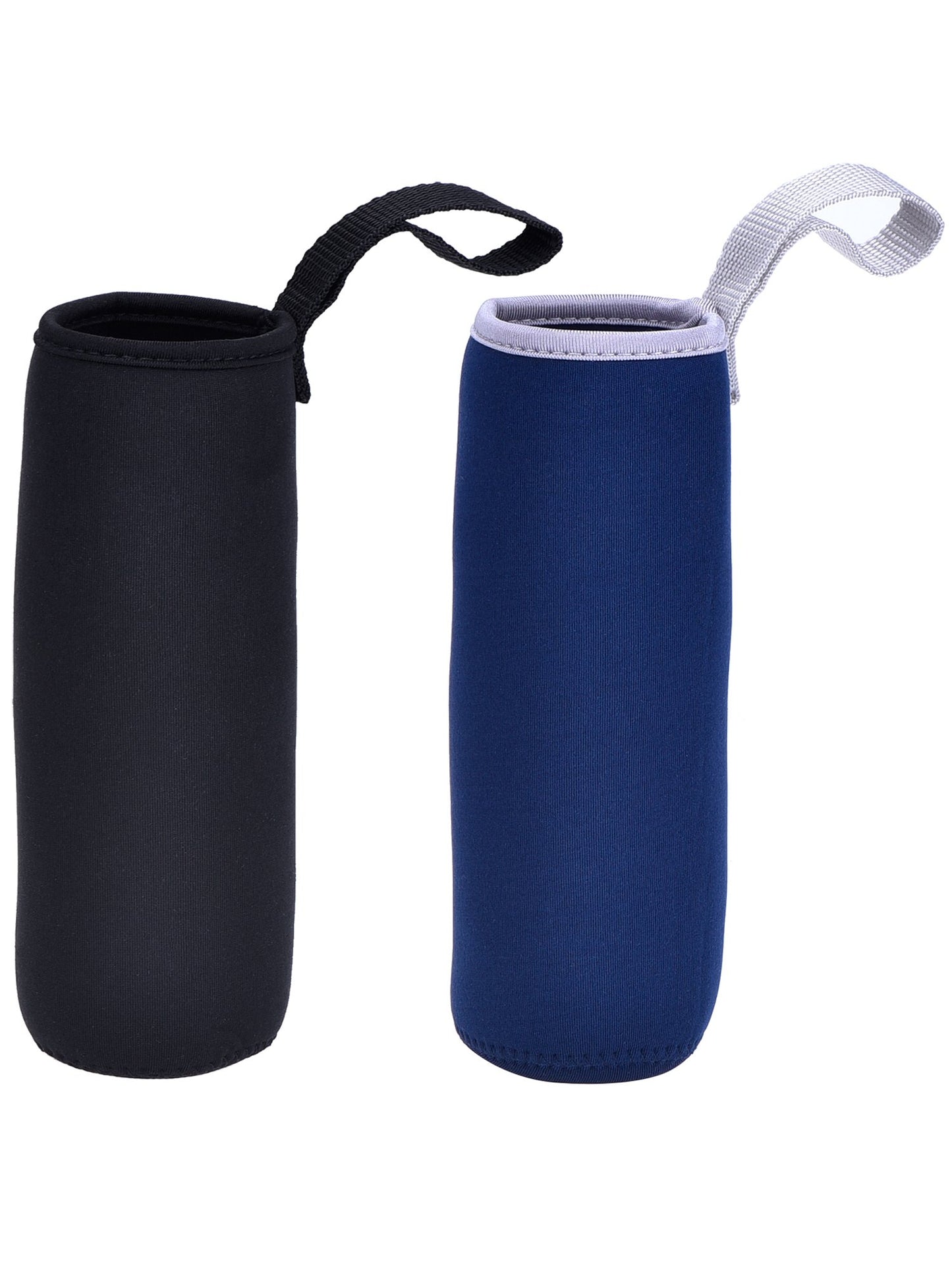 Mudder 2 Pieces Water Bottle Sleeve Neoprene Carrier Nylon Sleeve for 19.4 oz Glass Water Bottle, 550 ml (Black and Navy Blue)