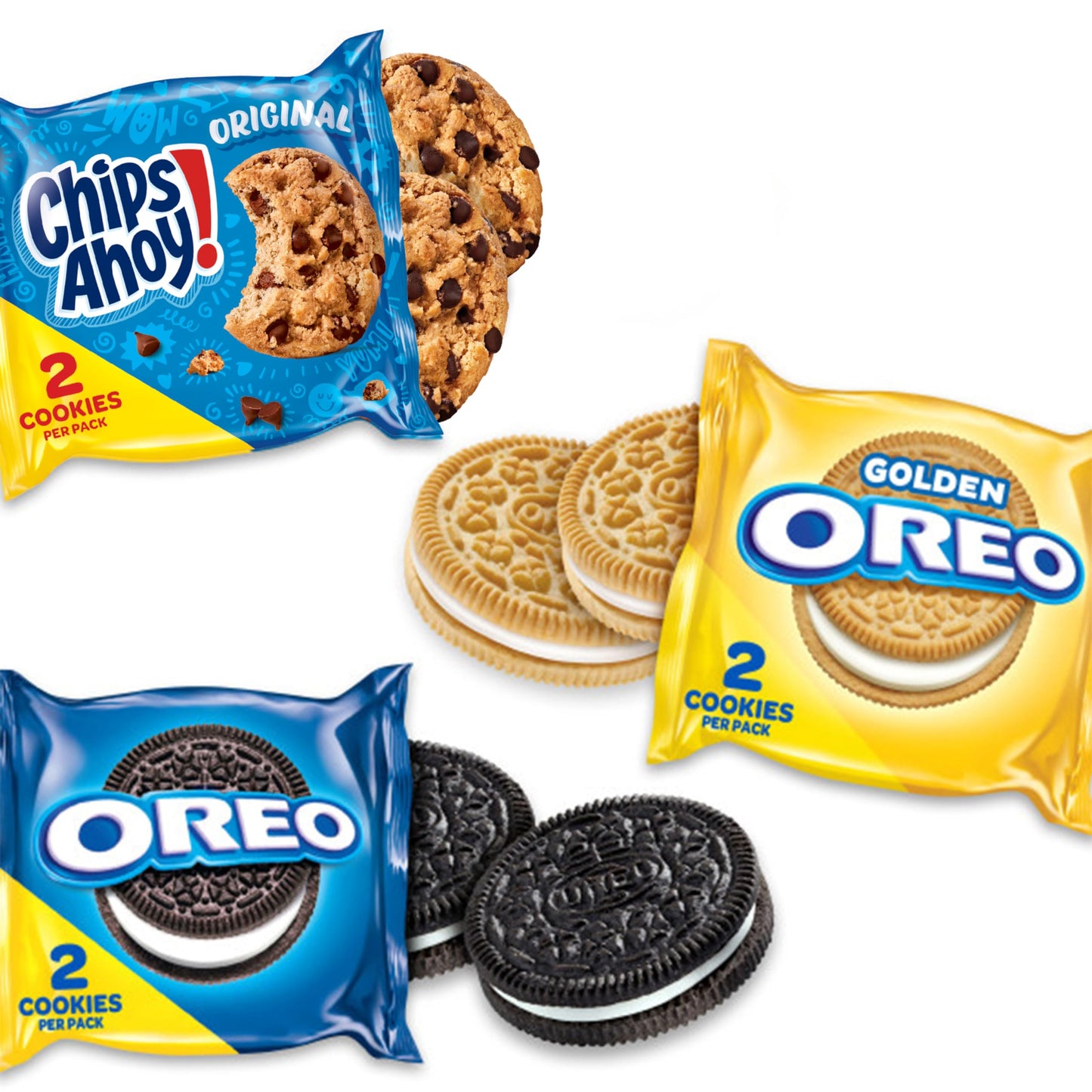 Nabisco Sweet Treats Cookie Variety Pack OREO, OREO Golden & CHIPS AHOY!, School Snacks, 30 Snack Packs (2 Cookies Per Pack)