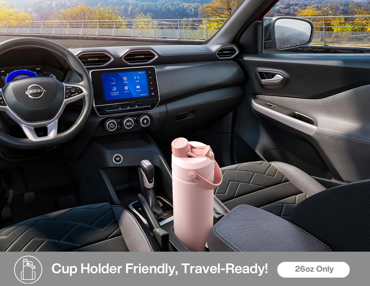 POWCAN 26 oz Insulated Water Bottle with 2-in-1 Straw and Spout Lid, Keep Cold 24H, Leak-Proof, Fits in Car Cup Holder, Stainless Steel Water Bottle for Sports, Travel, Gym, and School (Swamp Doodle)